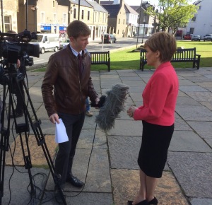 Interviewing Nicola Sturgeon for STV News whilst she was in Orkney for the Convention of the Highlands and Islands - June 2015. 